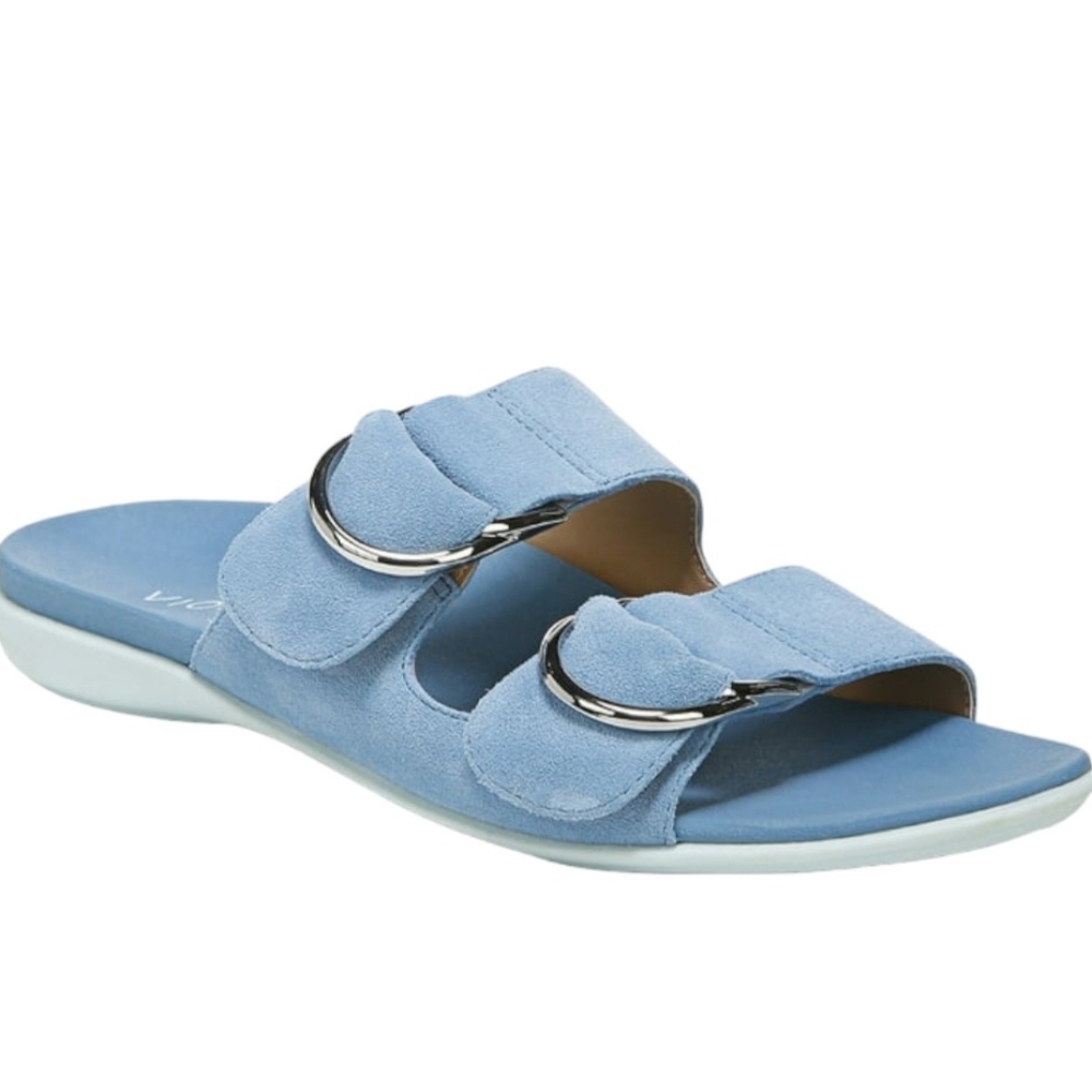 Vionic Suede Adjustable Slide Sandals Corlee